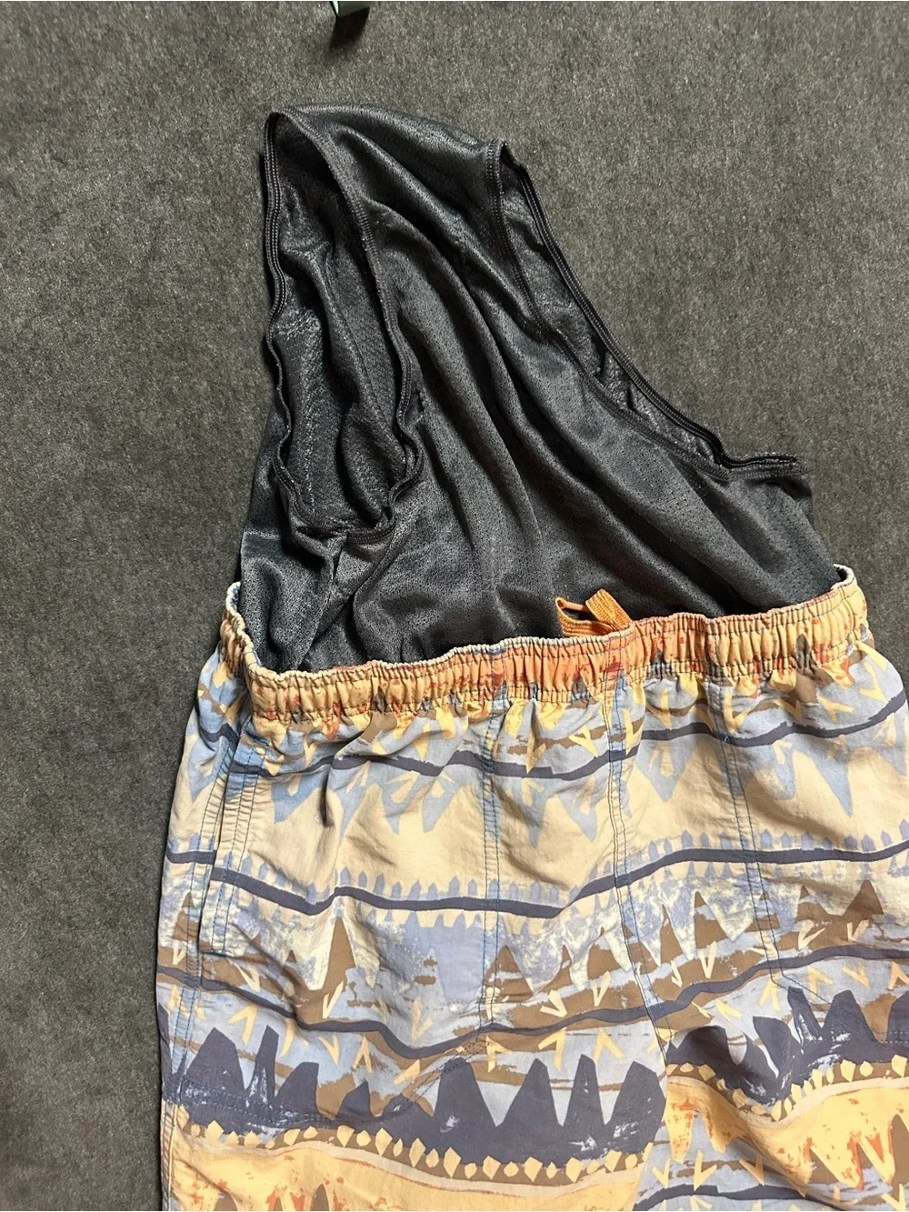 Patagonia Kids XXL Printed Swim Trunks Board Shorts Blue Tan Orange